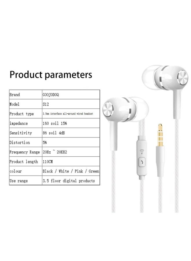 GOOJODOQ Wire Control Headset With Mic - Green Colour (3.5mm) - Image 4